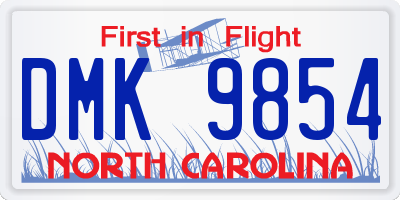 NC license plate DMK9854