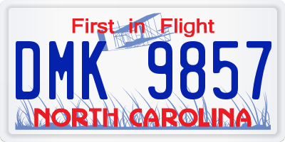 NC license plate DMK9857