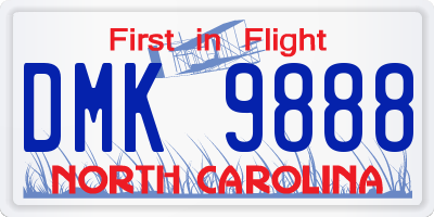 NC license plate DMK9888