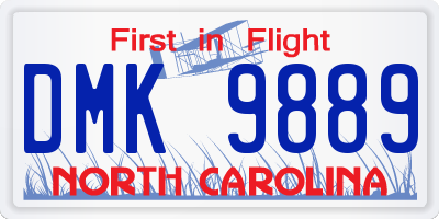 NC license plate DMK9889