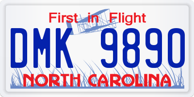 NC license plate DMK9890