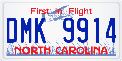 NC license plate DMK9914
