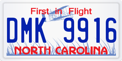 NC license plate DMK9916