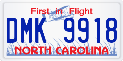 NC license plate DMK9918