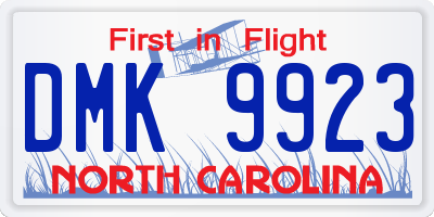 NC license plate DMK9923