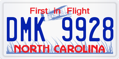 NC license plate DMK9928