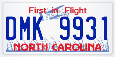 NC license plate DMK9931