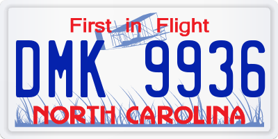NC license plate DMK9936