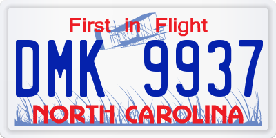 NC license plate DMK9937