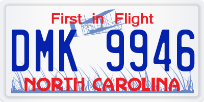 NC license plate DMK9946
