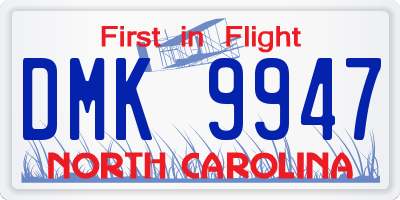 NC license plate DMK9947