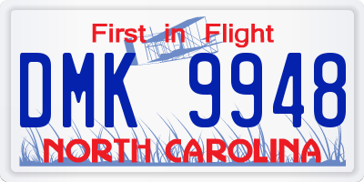 NC license plate DMK9948