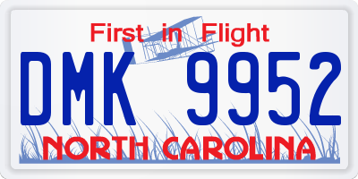 NC license plate DMK9952