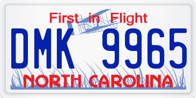NC license plate DMK9965