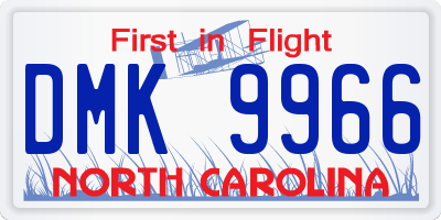 NC license plate DMK9966
