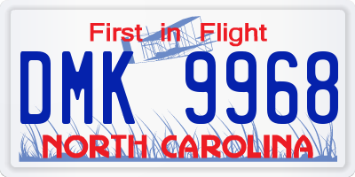 NC license plate DMK9968
