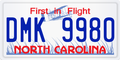 NC license plate DMK9980