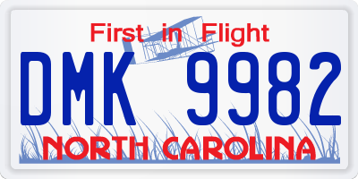 NC license plate DMK9982