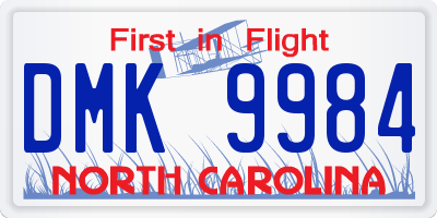 NC license plate DMK9984