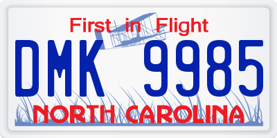 NC license plate DMK9985