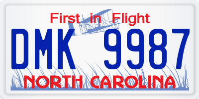 NC license plate DMK9987
