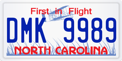 NC license plate DMK9989