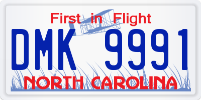 NC license plate DMK9991
