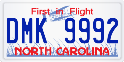 NC license plate DMK9992