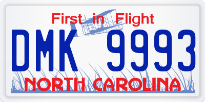 NC license plate DMK9993