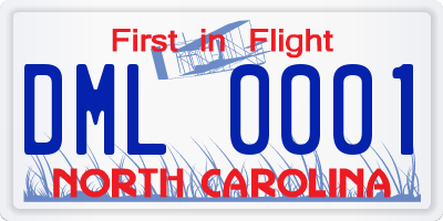NC license plate DML0001