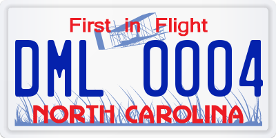 NC license plate DML0004