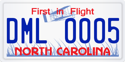 NC license plate DML0005