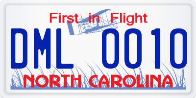 NC license plate DML0010