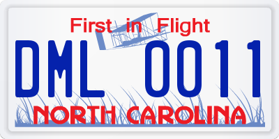 NC license plate DML0011