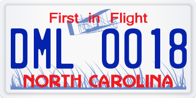 NC license plate DML0018