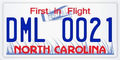 NC license plate DML0021