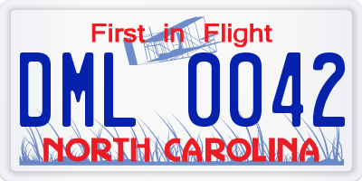 NC license plate DML0042
