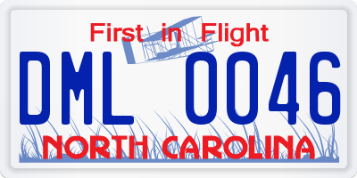 NC license plate DML0046