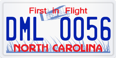 NC license plate DML0056