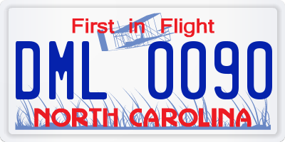 NC license plate DML0090