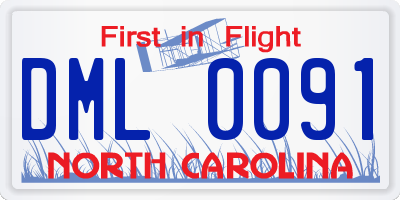 NC license plate DML0091