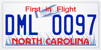 NC license plate DML0097