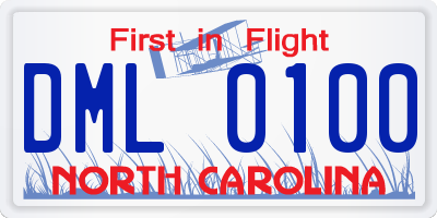 NC license plate DML0100