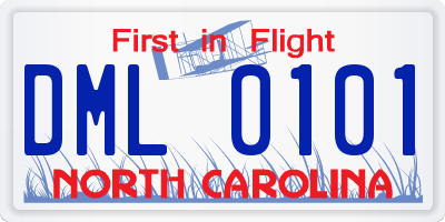 NC license plate DML0101