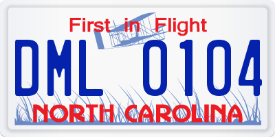 NC license plate DML0104