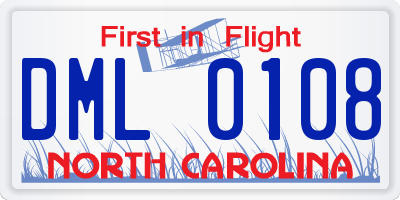 NC license plate DML0108