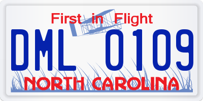 NC license plate DML0109