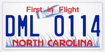 NC license plate DML0114