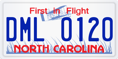 NC license plate DML0120