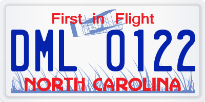 NC license plate DML0122